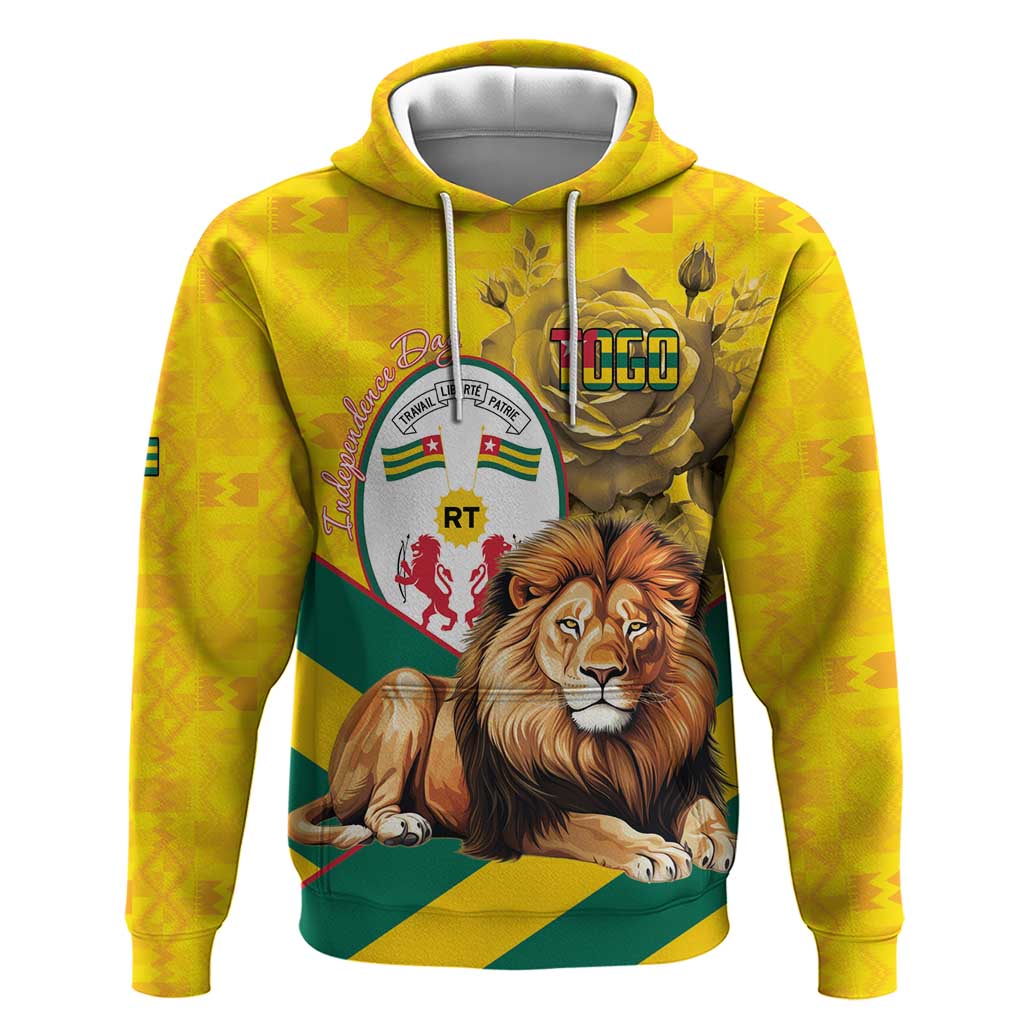 Togo Independence Day Hoodie Lion With Coat Of Arms Kente Pattern