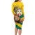 Togo Independence Day Long Sleeve Bodycon Dress Lion With Coat Of Arms Kente Pattern