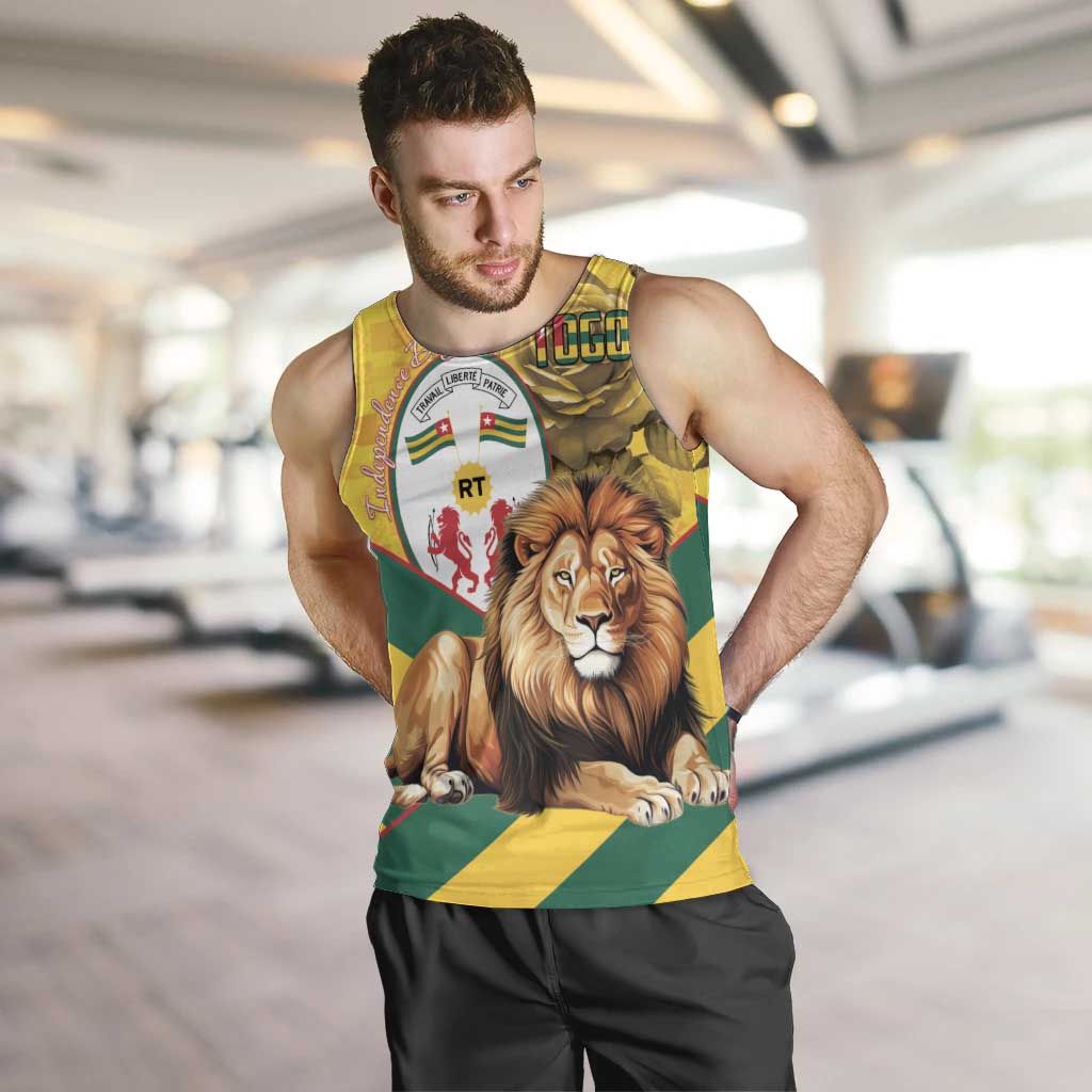 Togo Independence Day Men Tank Top Lion With Coat Of Arms Kente Pattern