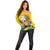 Togo Independence Day Off Shoulder Sweater Lion With Coat Of Arms Kente Pattern