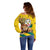 Togo Independence Day Off Shoulder Sweater Lion With Coat Of Arms Kente Pattern