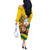 Togo Independence Day Off The Shoulder Long Sleeve Dress Lion With Coat Of Arms Kente Pattern