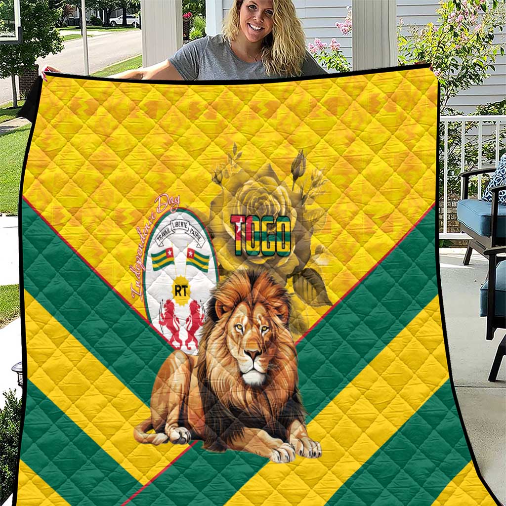 Togo Independence Day Quilt Lion With Coat Of Arms Kente Pattern