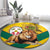 Togo Independence Day Round Carpet Lion With Coat Of Arms Kente Pattern