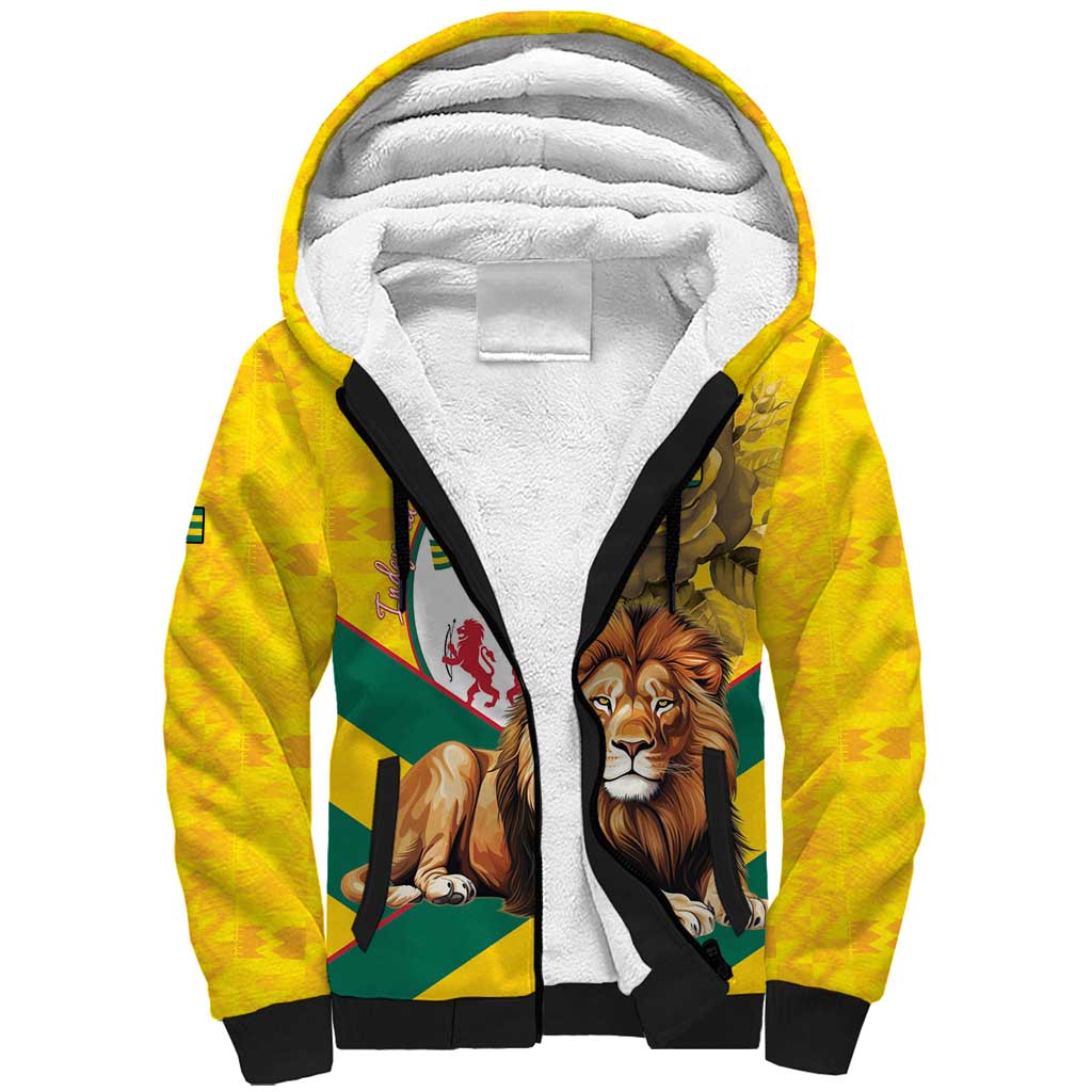 Togo Independence Day Sherpa Hoodie Lion With Coat Of Arms Kente Pattern