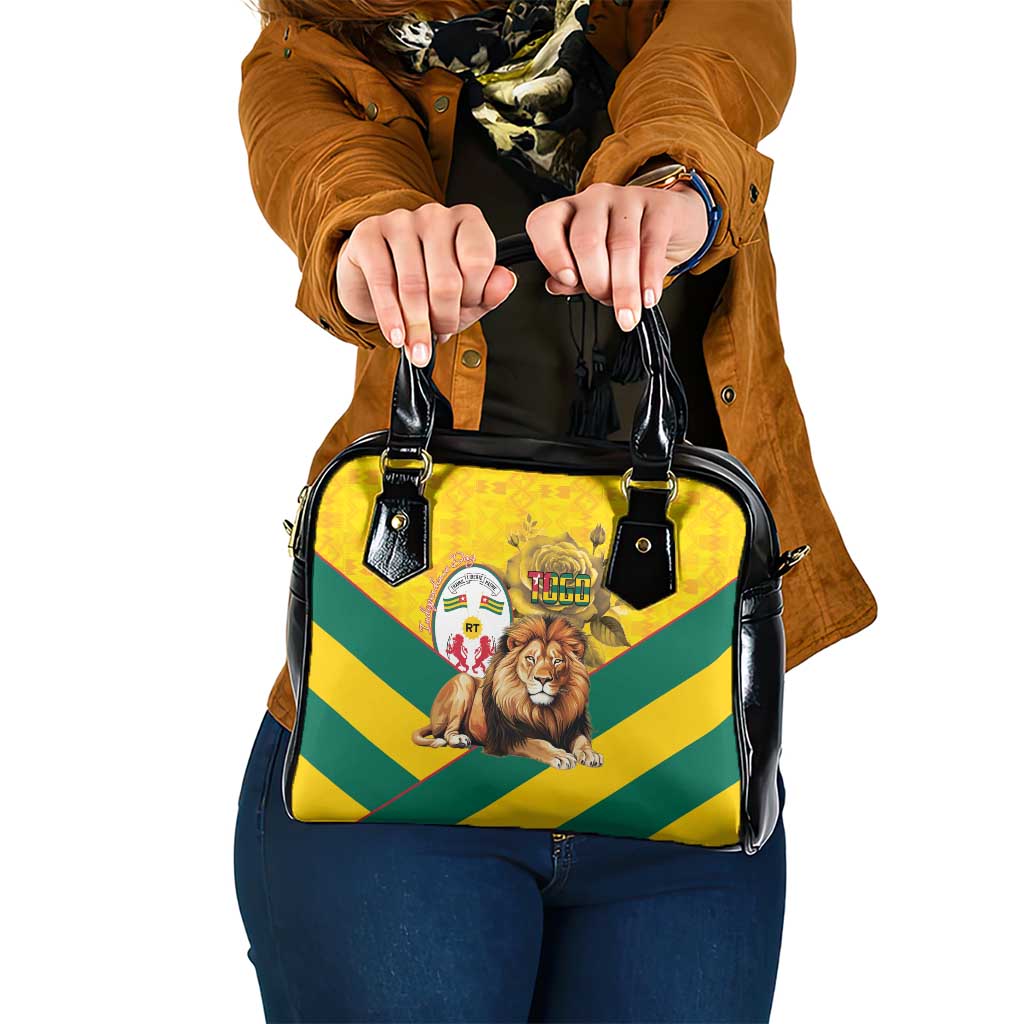 Togo Independence Day Shoulder Handbag Lion With Coat Of Arms Kente Pattern