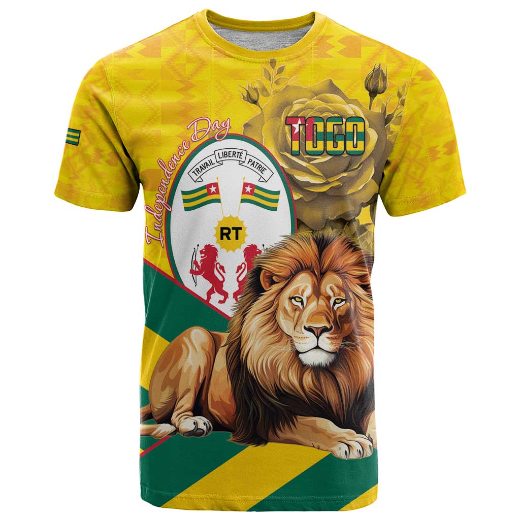 Togo Independence Day T Shirt Lion With Coat Of Arms Kente Pattern