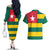 Togo Country Flag Couples Matching Off The Shoulder Long Sleeve Dress and Hawaiian Shirt Togolese Independence