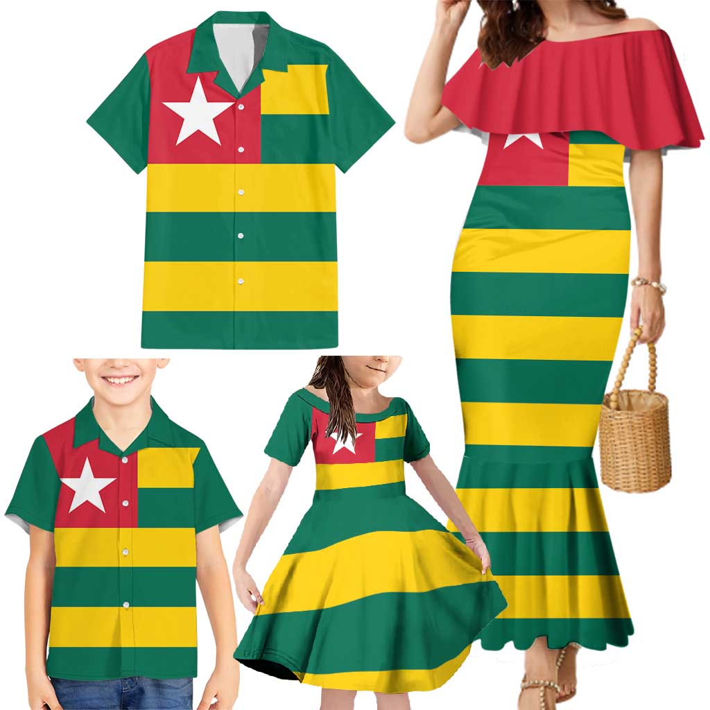 Togo Country Flag Family Matching Mermaid Dress and Hawaiian Shirt Togolese Independence