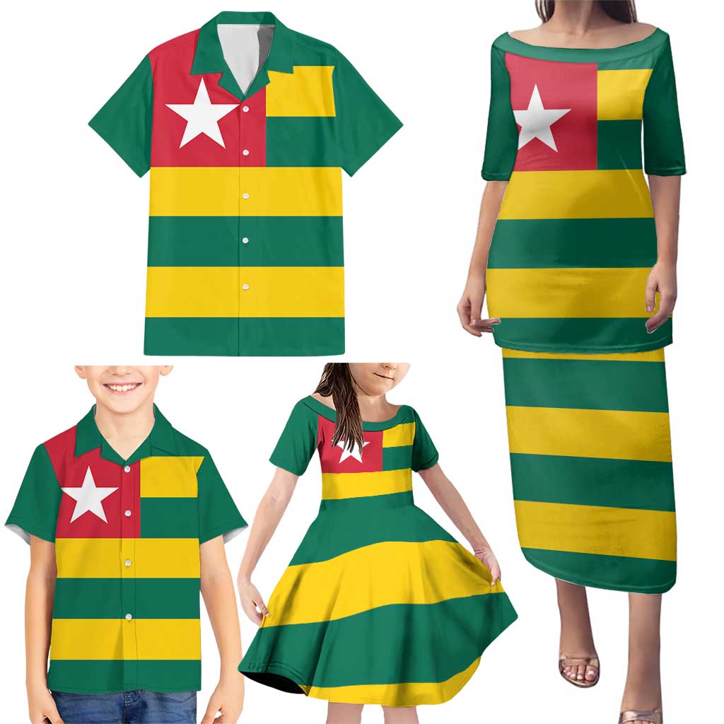 Togo Country Flag Family Matching Puletasi and Hawaiian Shirt Togolese Independence