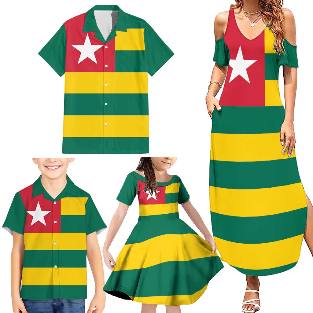 Togo Country Flag Family Matching Summer Maxi Dress and Hawaiian Shirt Togolese Independence