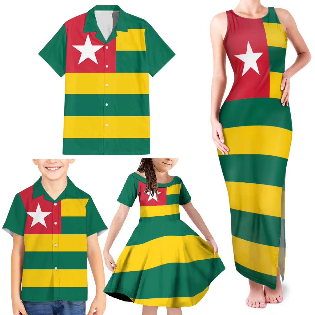 Togo Country Flag Family Matching Tank Maxi Dress and Hawaiian Shirt Togolese Independence