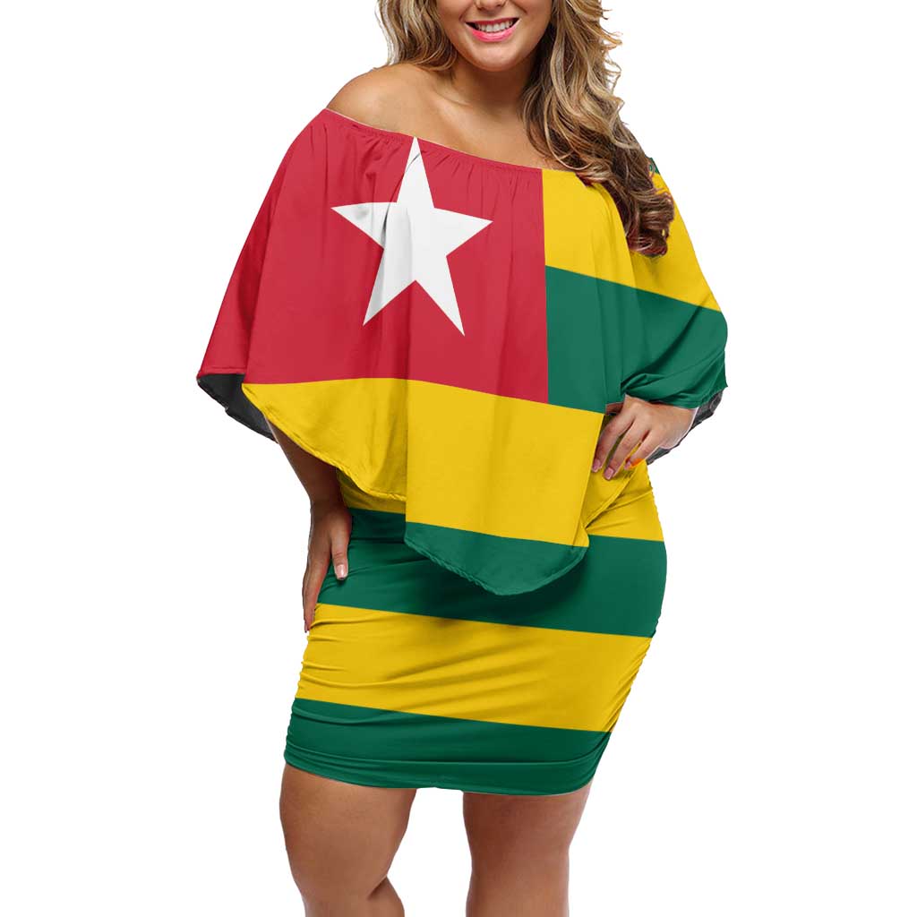 Togo Country Flag Off Shoulder Short Dress Togolese Independence