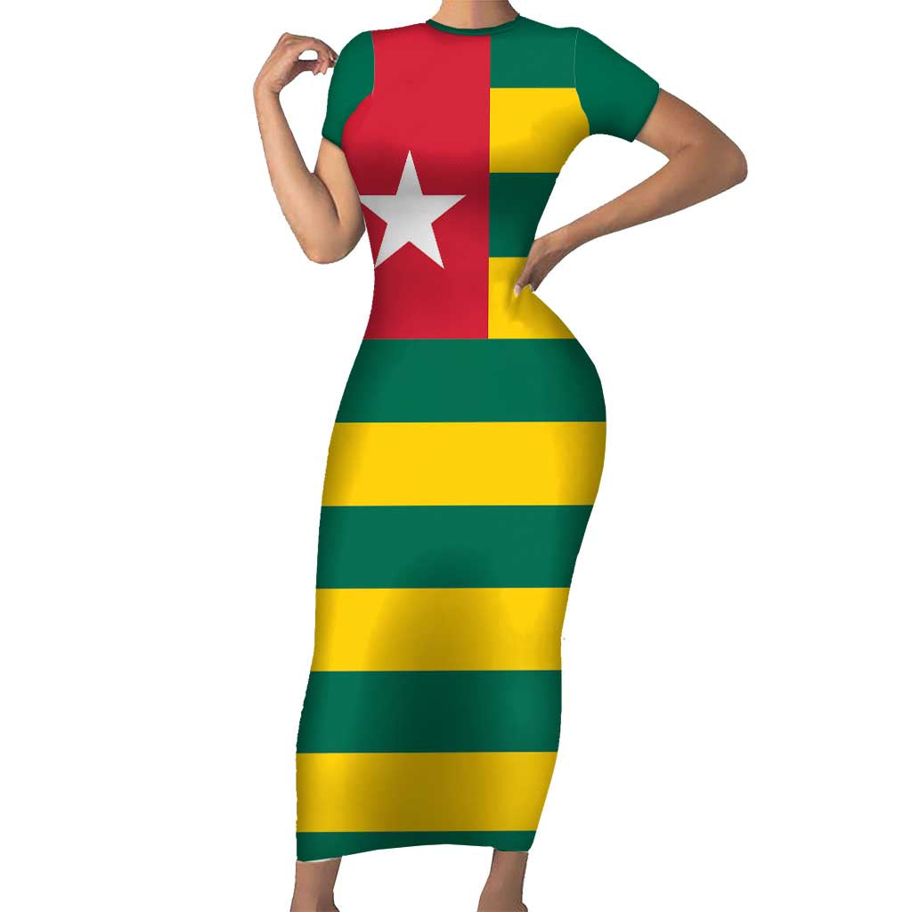 Togo Country Flag Short Sleeve Bodycon Dress Togolese Independence