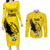 Custom Togo Football Couples Matching Long Sleeve Bodycon Dress and Long Sleeve Button Shirt Come On Les Eperviers