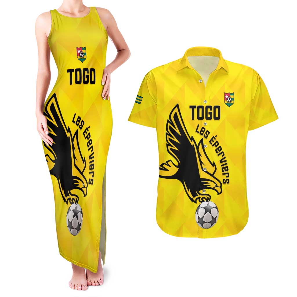 Custom Togo Football Couples Matching Tank Maxi Dress and Hawaiian Shirt Come On Les Eperviers