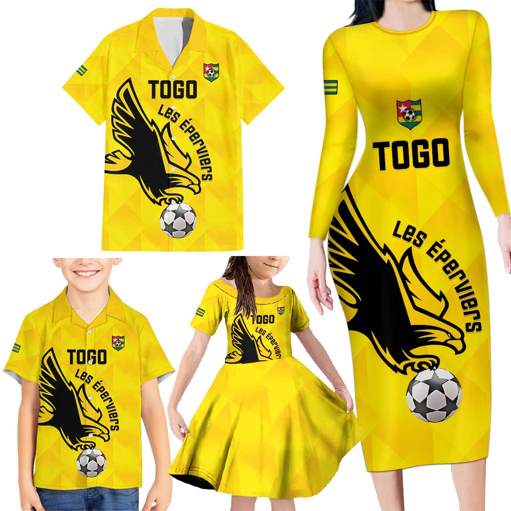 Custom Togo Football Family Matching Long Sleeve Bodycon Dress and Hawaiian Shirt Come On Les Eperviers