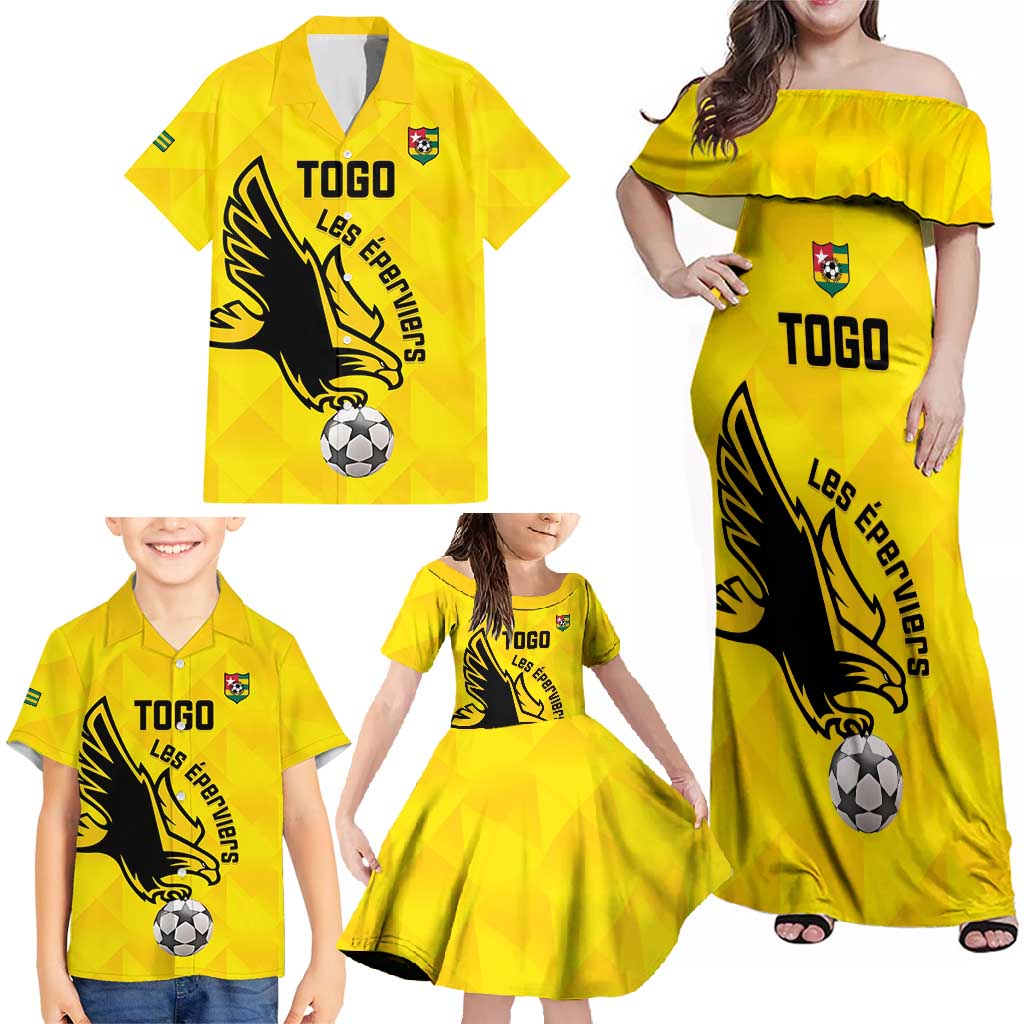 Custom Togo Football Family Matching Off Shoulder Maxi Dress and Hawaiian Shirt Come On Les Eperviers