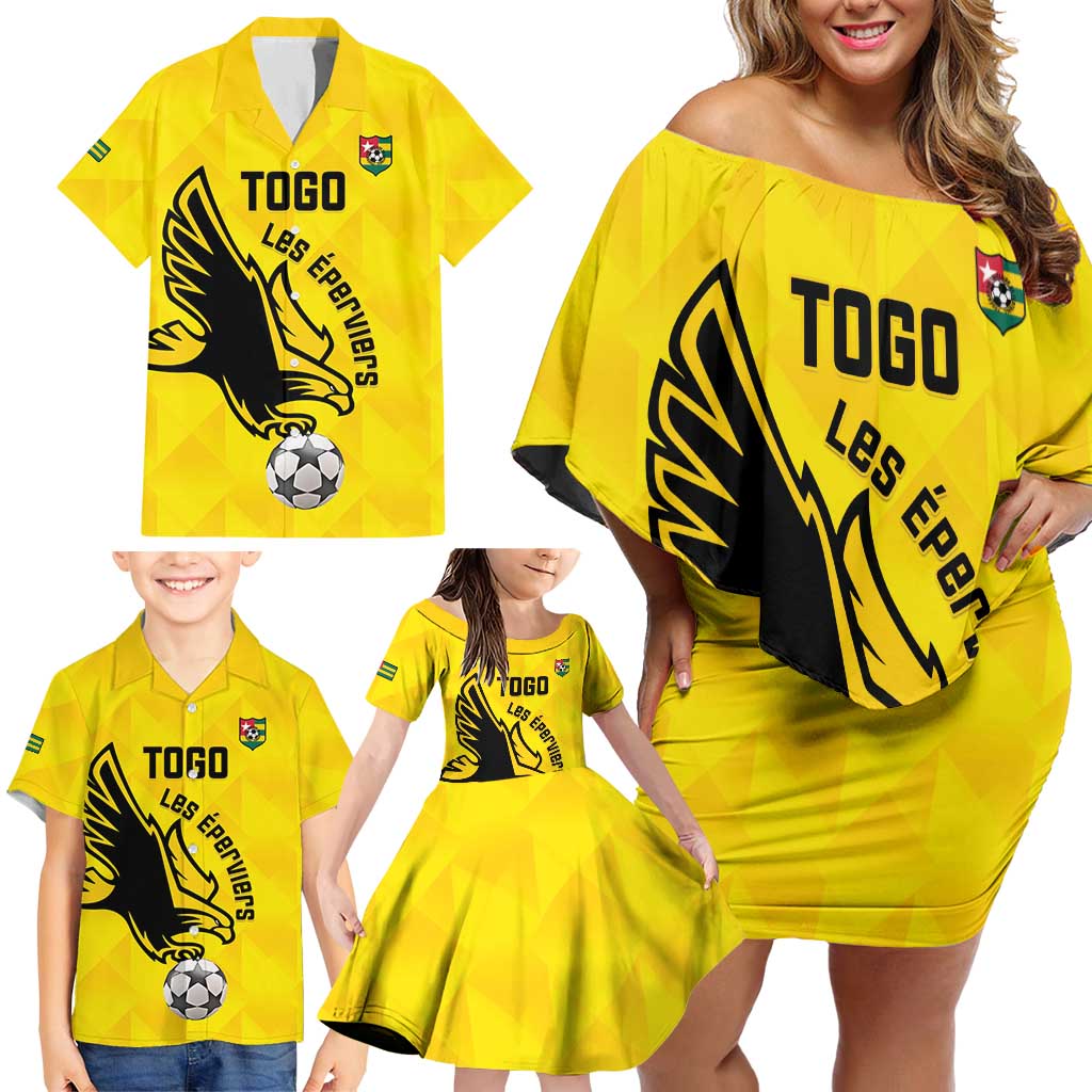 Custom Togo Football Family Matching Off Shoulder Short Dress and Hawaiian Shirt Come On Les Eperviers