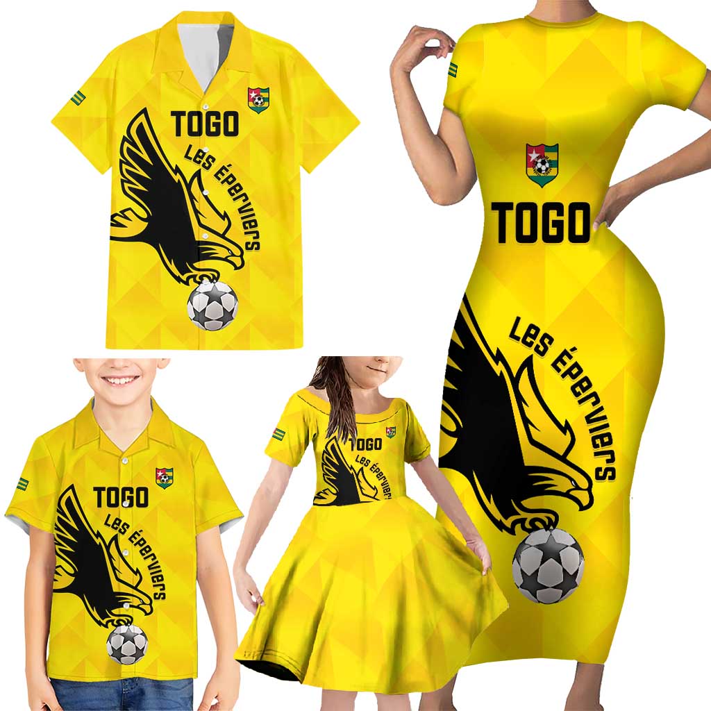 Custom Togo Football Family Matching Short Sleeve Bodycon Dress and Hawaiian Shirt Come On Les Eperviers