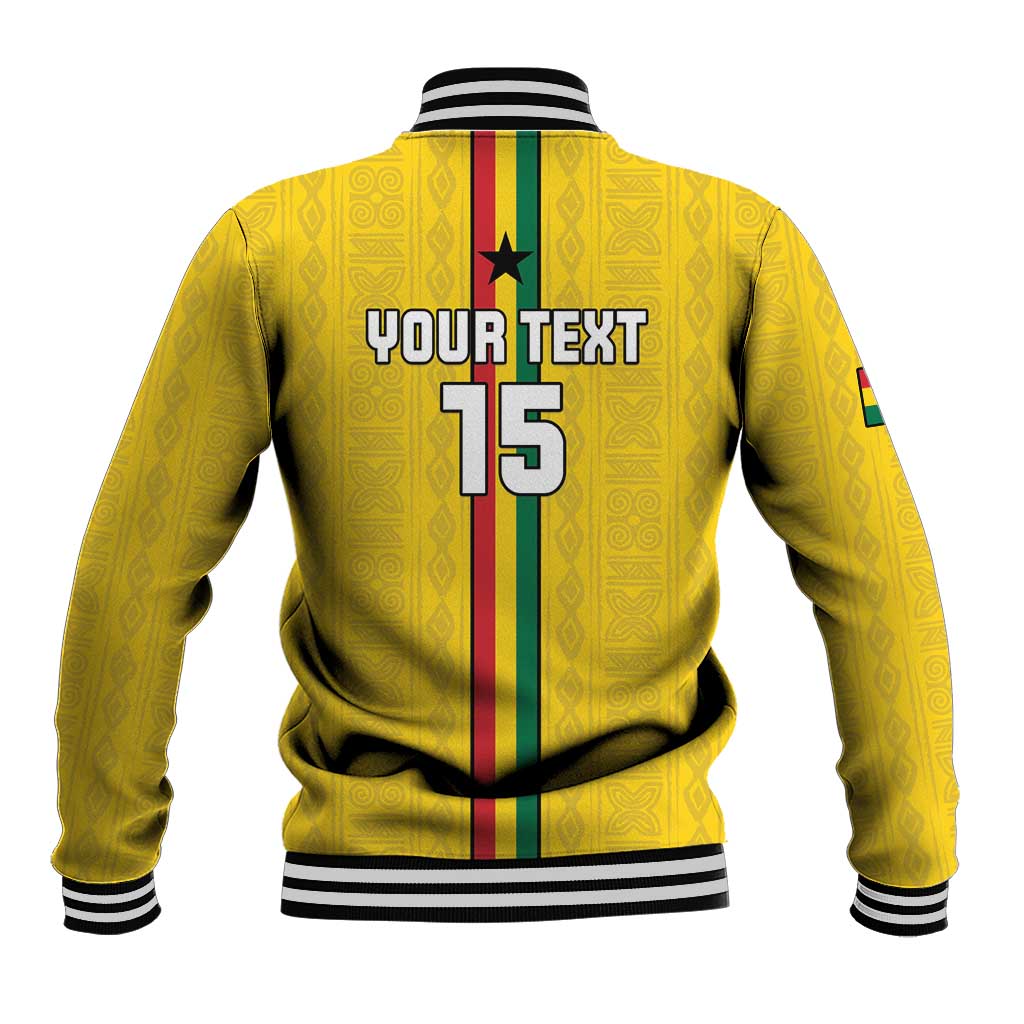 Unisex yellow football baseball jacket, back print 'YOUR TEXT 15' with star and stripes