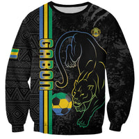 Black unisex football sweatshirt with panther graphic, soccer ball, and gold-green stripes