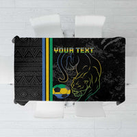Custom Gabon Football Tablecloth Go Les Pantheres - Black Ver