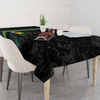 Custom Gabon Football Tablecloth Go Les Pantheres - Black Ver