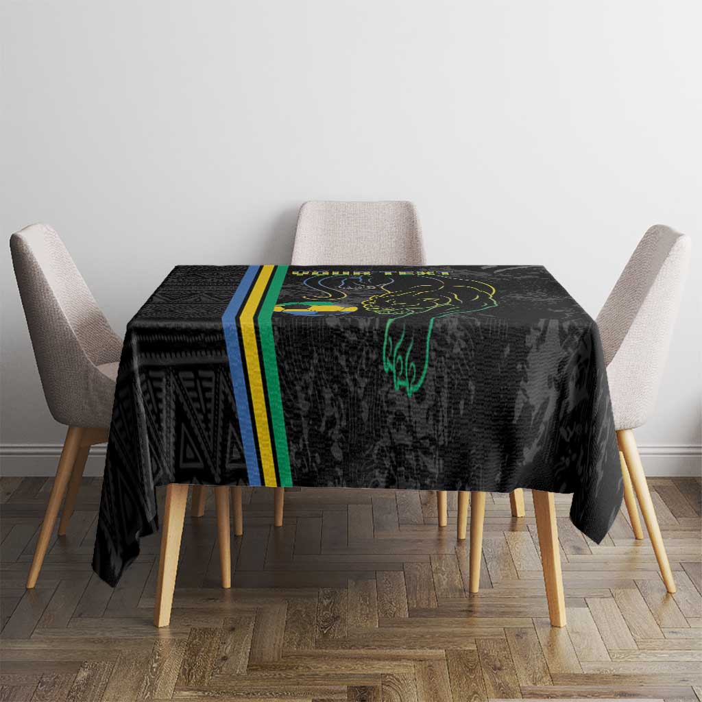 Custom Gabon Football Tablecloth Go Les Pantheres - Black Ver