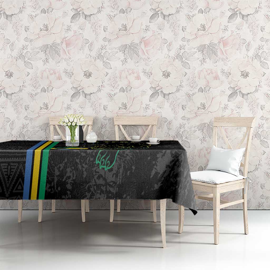 Custom Gabon Football Tablecloth Go Les Pantheres - Black Ver