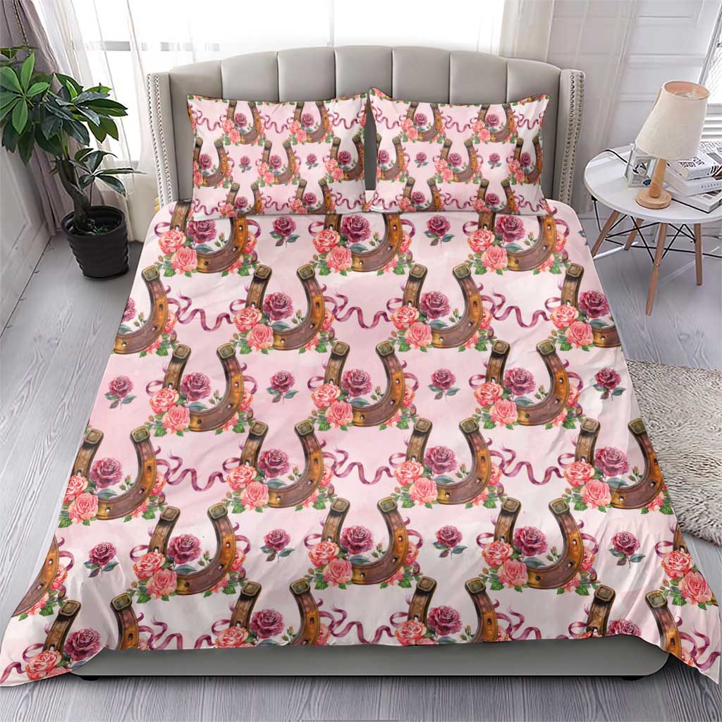 Kentucky Lucky Horseshoe Floral Bedding Set Vintage Western Pattern