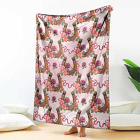Kentucky Lucky Horseshoe Floral Blanket Vintage Western Pattern