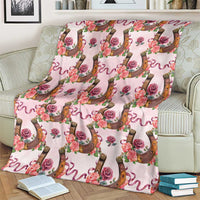 Kentucky Lucky Horseshoe Floral Blanket Vintage Western Pattern