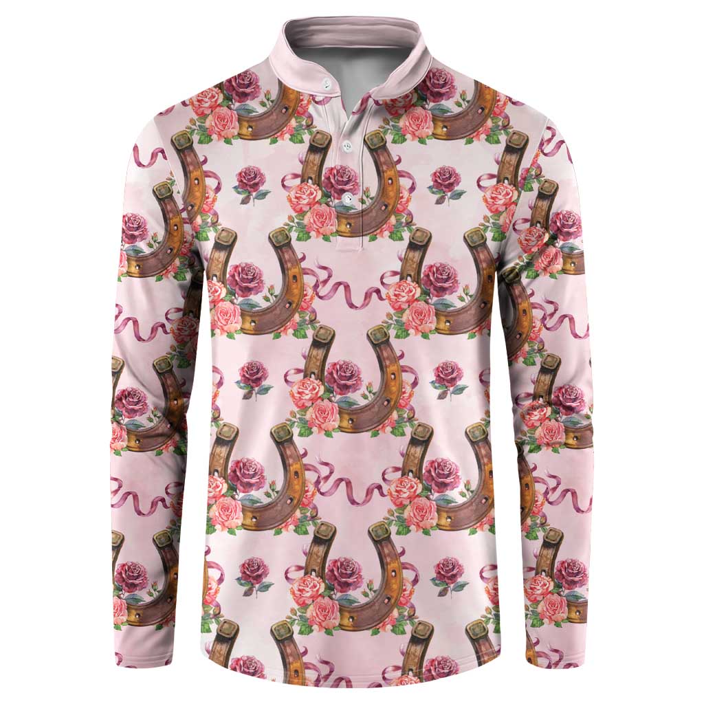 Kentucky Lucky Horseshoe Floral Button Sweatshirt Vintage Western Pattern