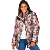 Kentucky Lucky Horseshoe Floral Padded Jacket Vintage Western Pattern