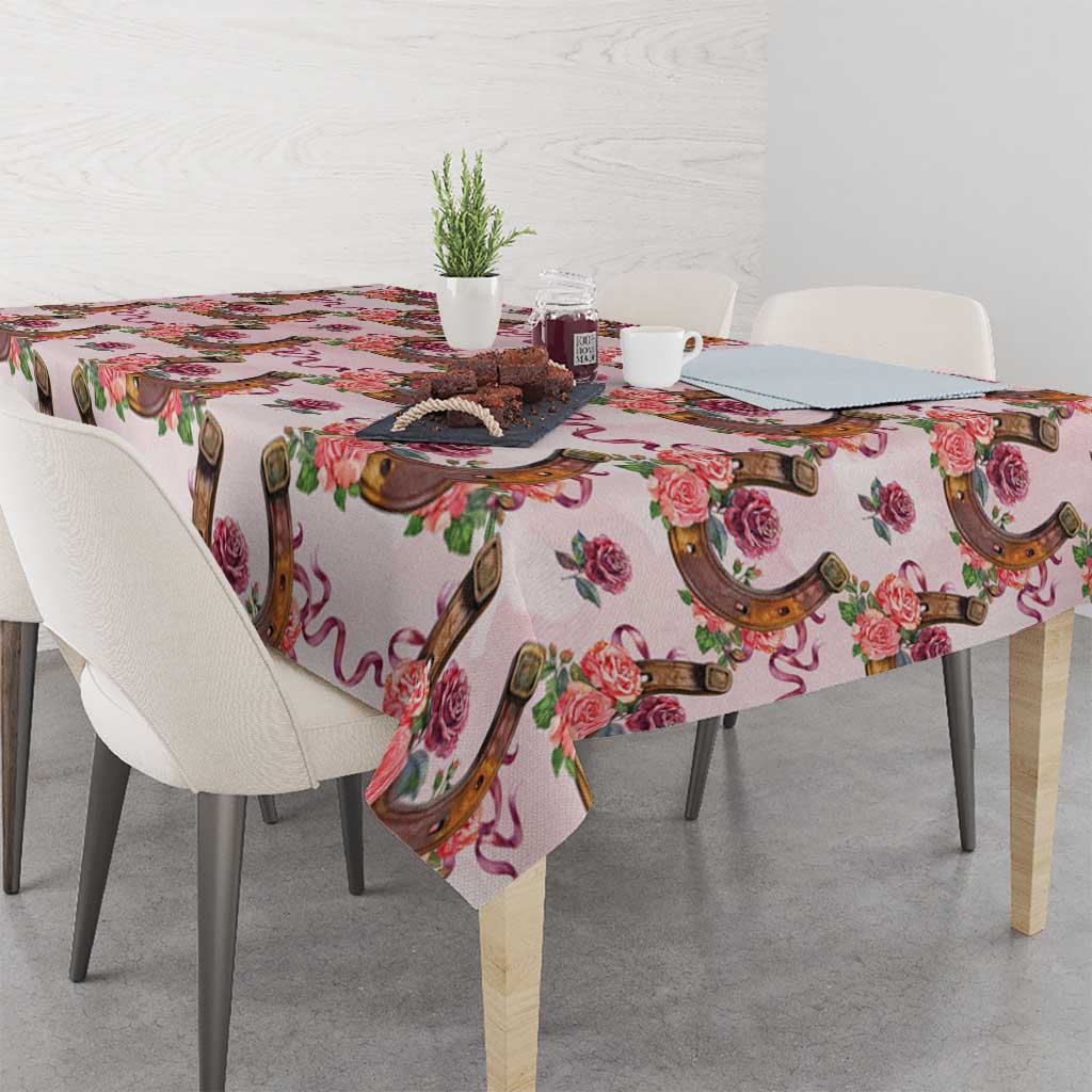 Kentucky Lucky Horseshoe Floral Tablecloth Vintage Western Pattern