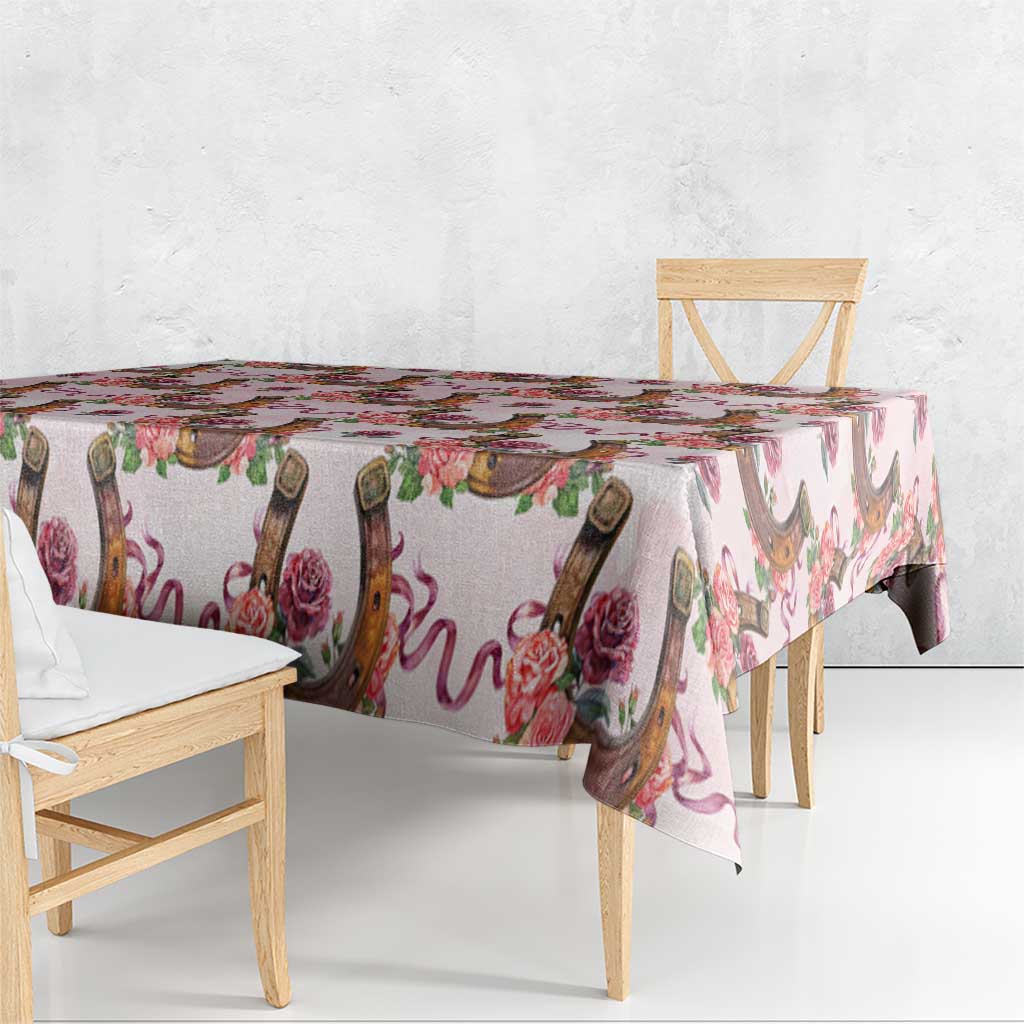 Kentucky Lucky Horseshoe Floral Tablecloth Vintage Western Pattern