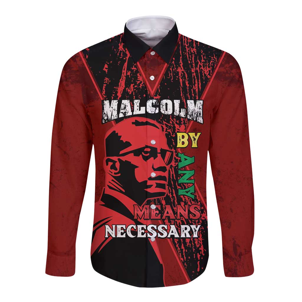 Happy Malcolm X Day Long Sleeve Button Shirt By Any Means Necessary