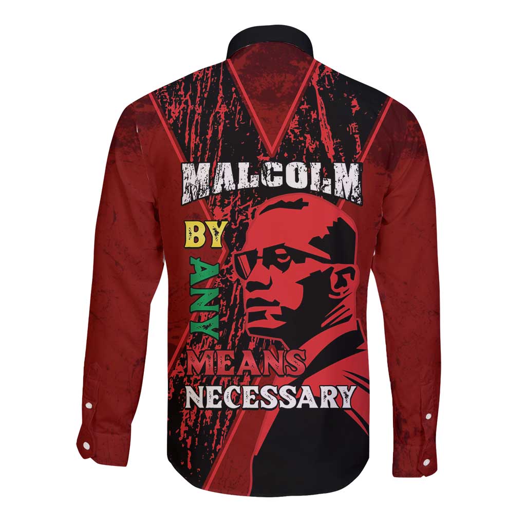 Happy Malcolm X Day Long Sleeve Button Shirt By Any Means Necessary