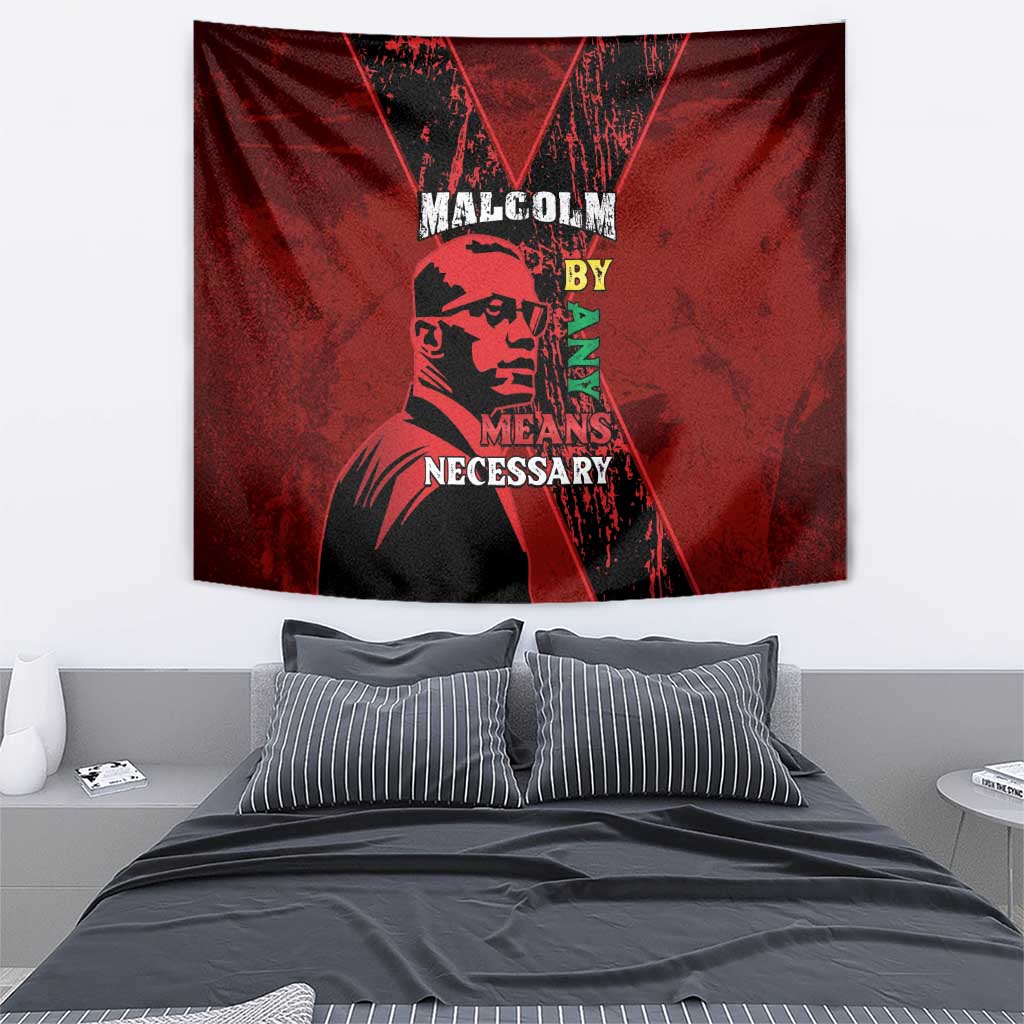 Happy Malcolm X Day Tapestry By Any Means Necessary