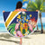 Personalised Turks And Caicos Islands Beach Blanket Coat Of Arms Tropical Flower - Wonder Print Shop