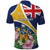 Personalised Turks And Caicos Islands Polo Shirt Coat Of Arms Tropical Flower - Wonder Print Shop