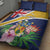 Personalised Turks And Caicos Islands Quilt Bed Set Coat Of Arms Tropical Flower - Wonder Print Shop