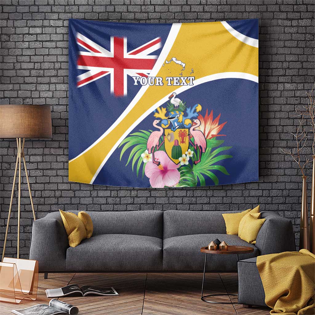 Personalised Turks And Caicos Islands Tapestry Coat Of Arms Tropical Flower