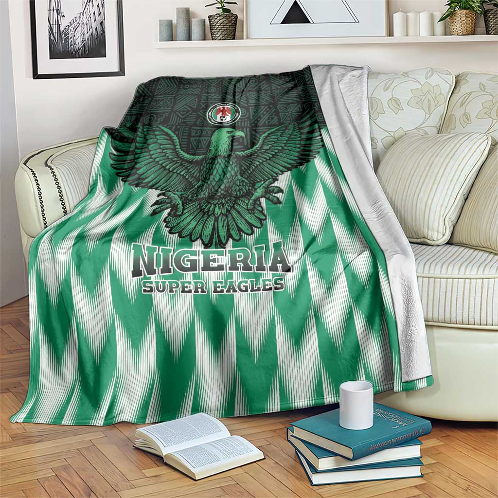 Nigeria Super Eagles football blanket, green and white zigzag with eagle crest