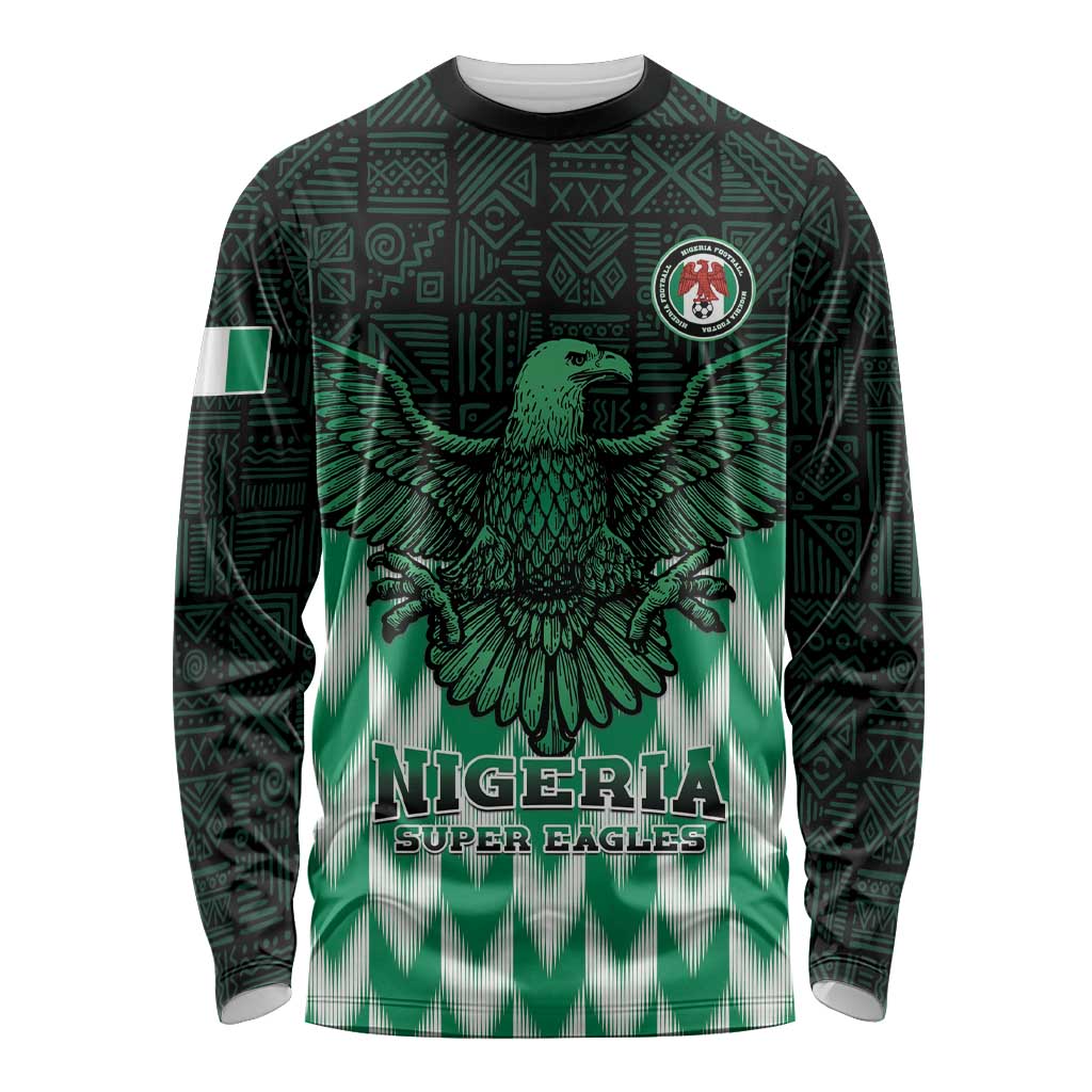 Custom Nigeria Football Long Sleeve Shirt Go Super Eagles Sporty Style - Wonder Print Shop