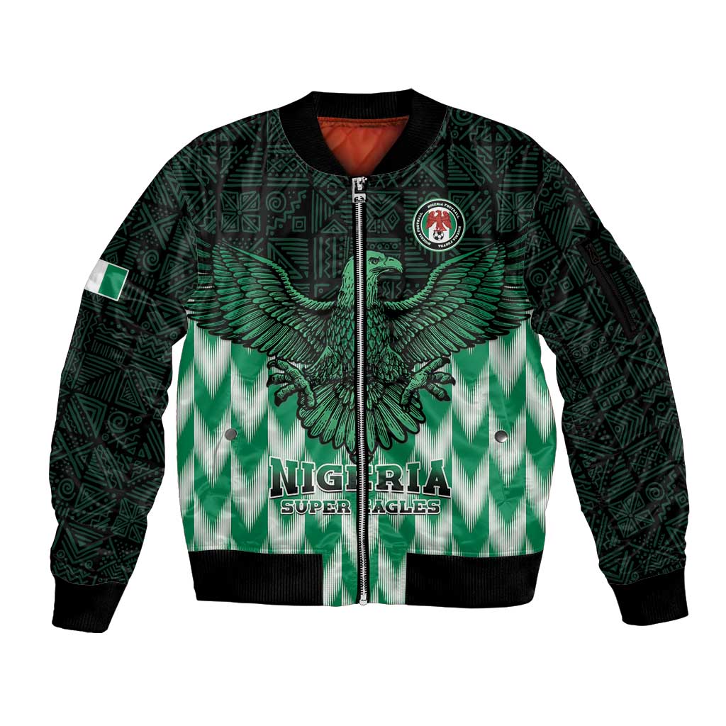 Custom Nigeria Football Sleeve Zip Bomber Jacket Go Super Eagles Sporty Style - Wonder Print Shop