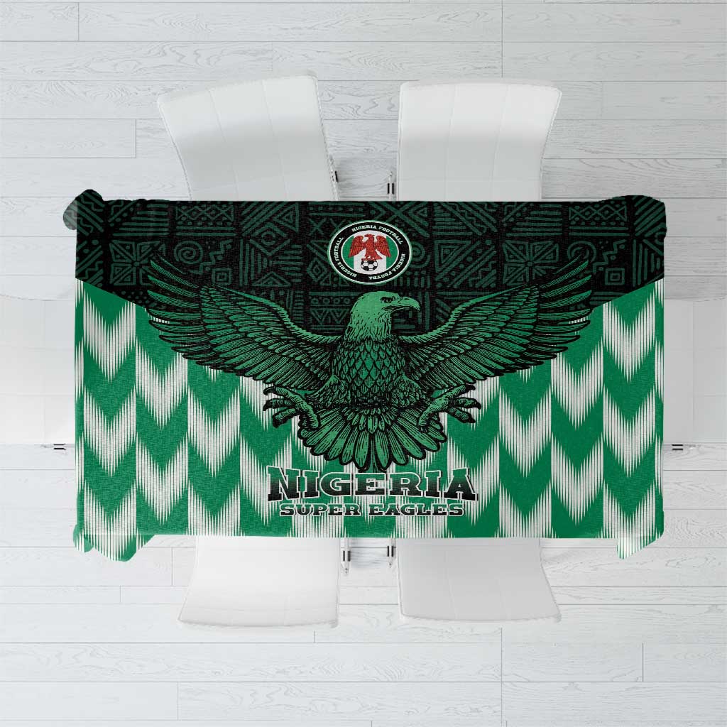 Nigeria soccer tablecloth with green winged emblem and crest, chevron zigzag design