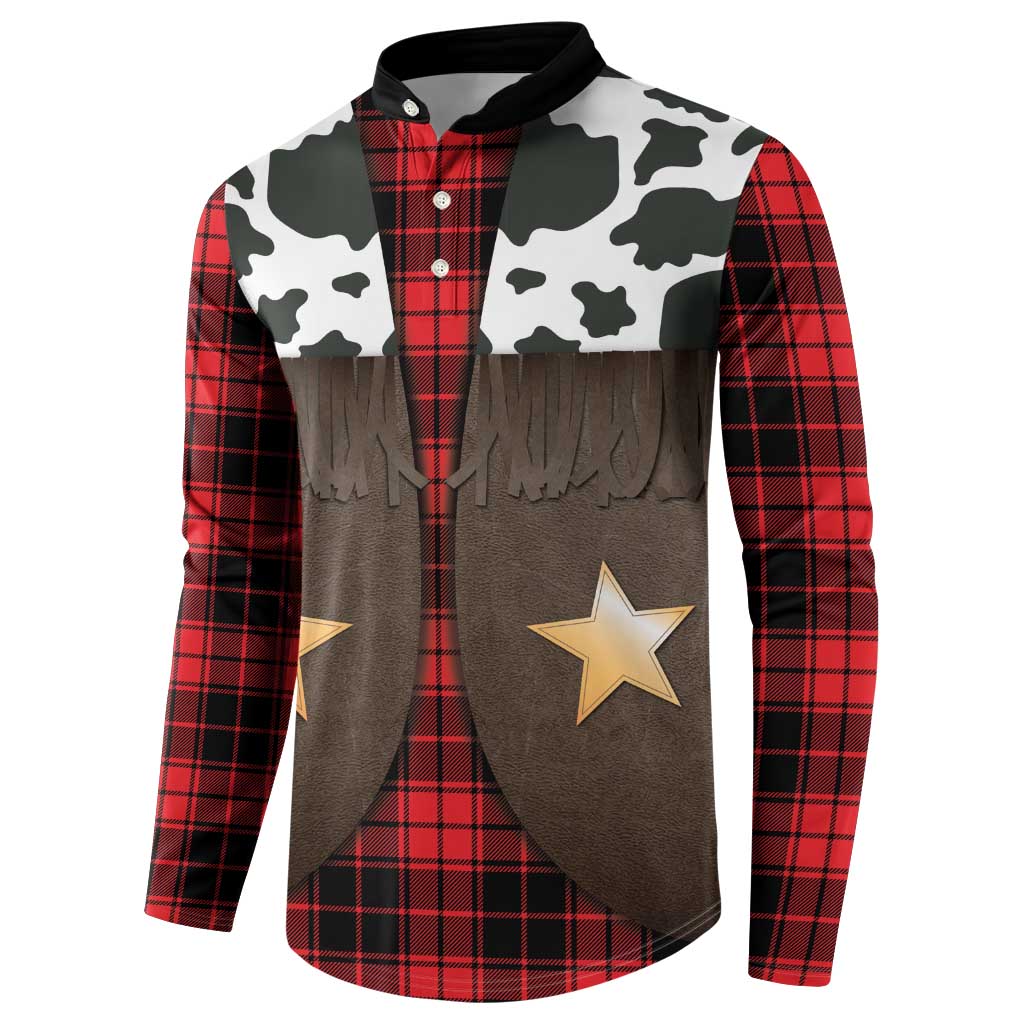 Cowboy Vest Costume Button Sweatshirt Black Red Plaid Pattern - Wonder Print Shop