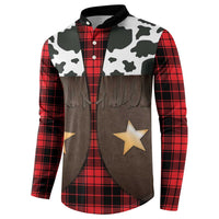 Cowboy Vest Costume Button Sweatshirt Black Red Plaid Pattern - Wonder Print Shop
